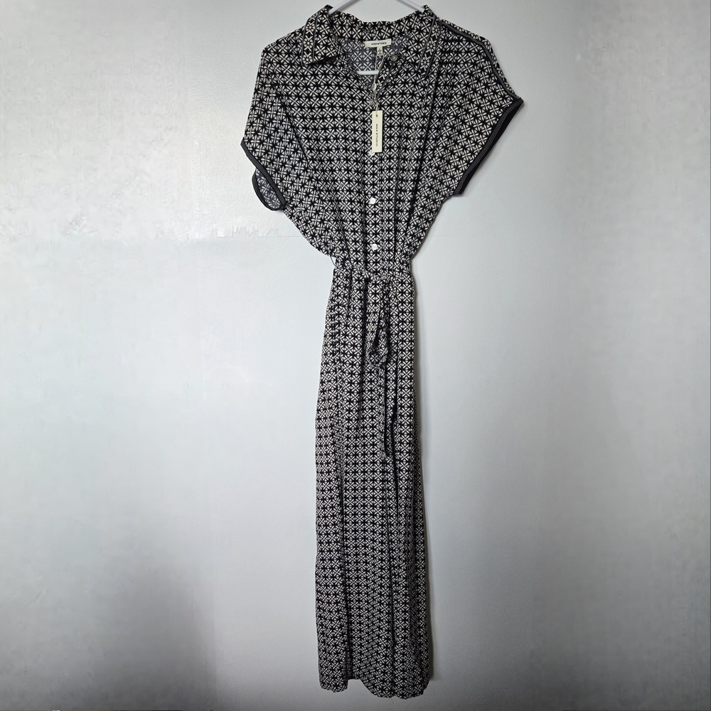 Max Studio Patterned Collared Button Down Short S… - image 1